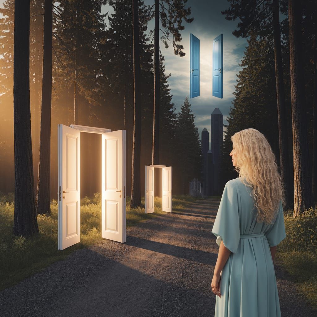 Magical Doors in Forest and Sky