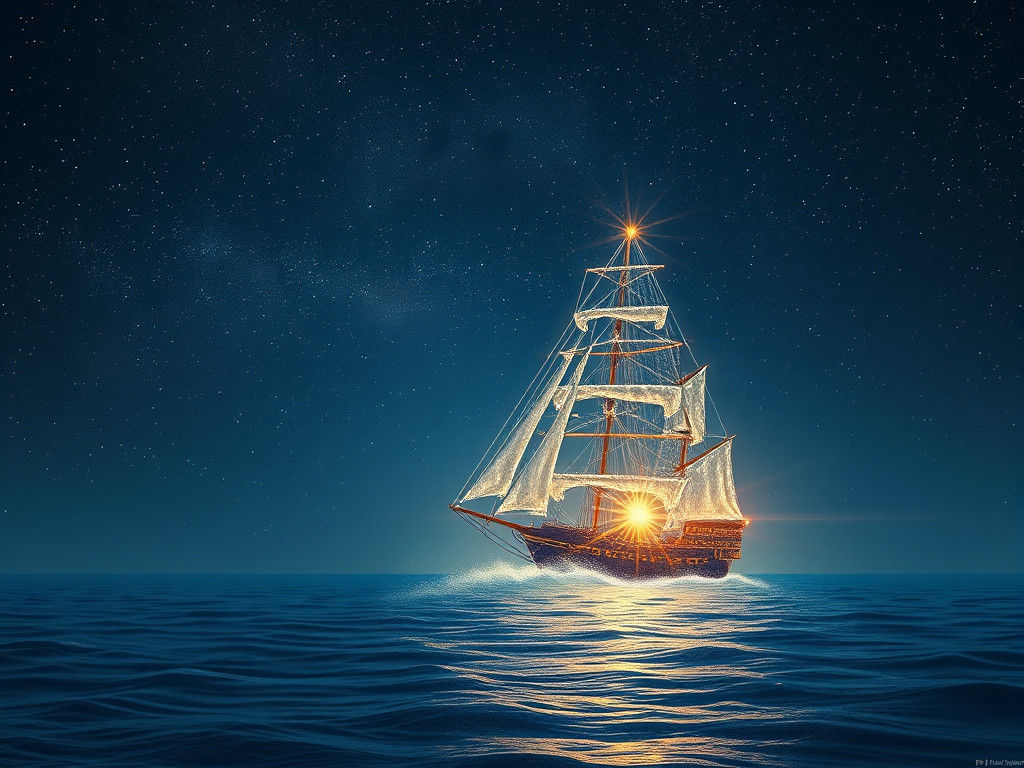 Astral Clipper Ship Sailing Midnight Sky