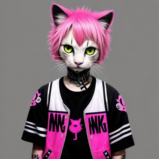 Punk Pink Cat Portrait