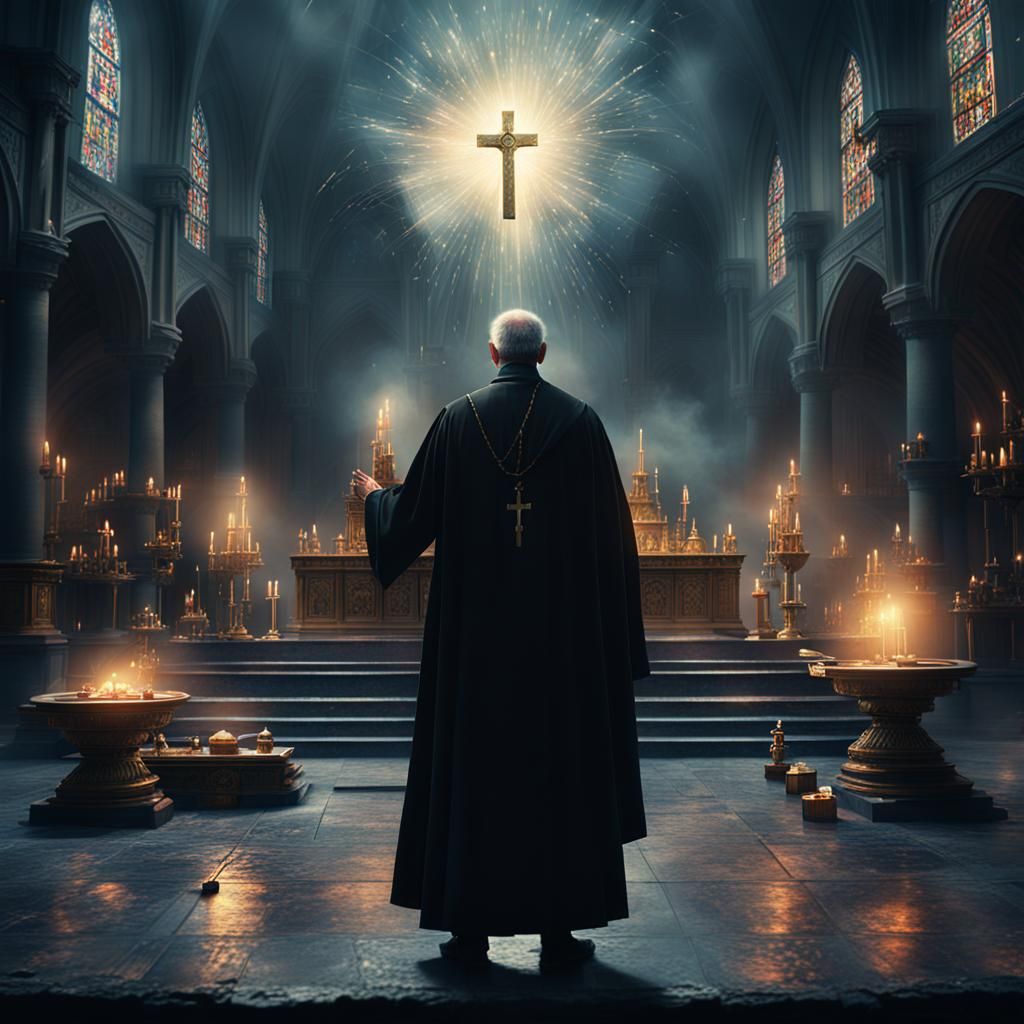 Priest Casting Holy Spells in Digital Matte Painting