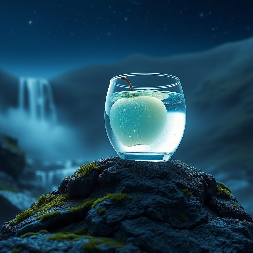 Ethereal Apple in Crystal Glass