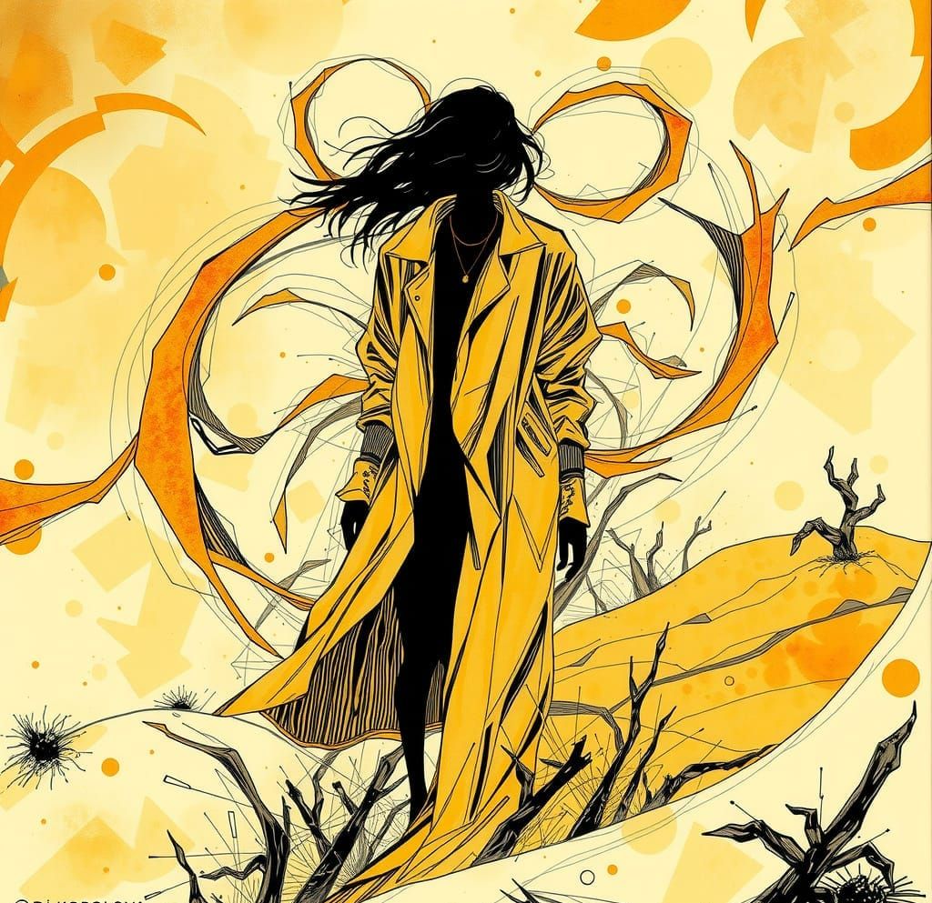 DJ Korolova's Desert Dream: Surreal Ink Illustration