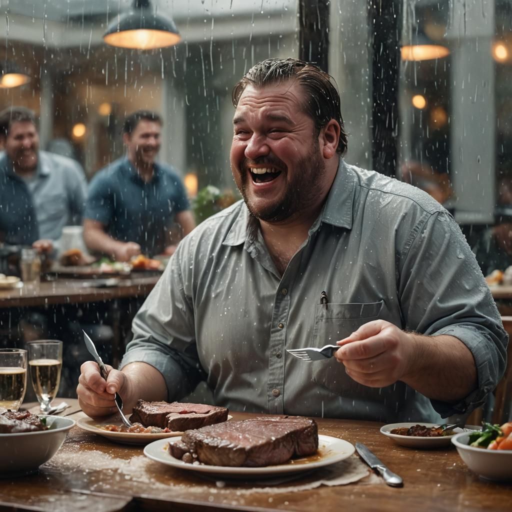 Man with Steaks: Hyper-Realistic Digital Art