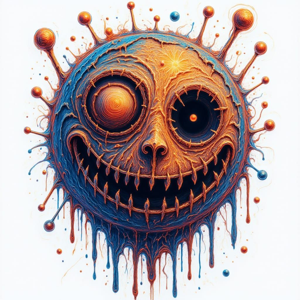 Melting Happy Face in Dark Voodoo Style