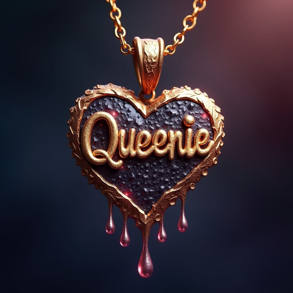 Gold 'Queenie' Pendant with Rose Silver Drips