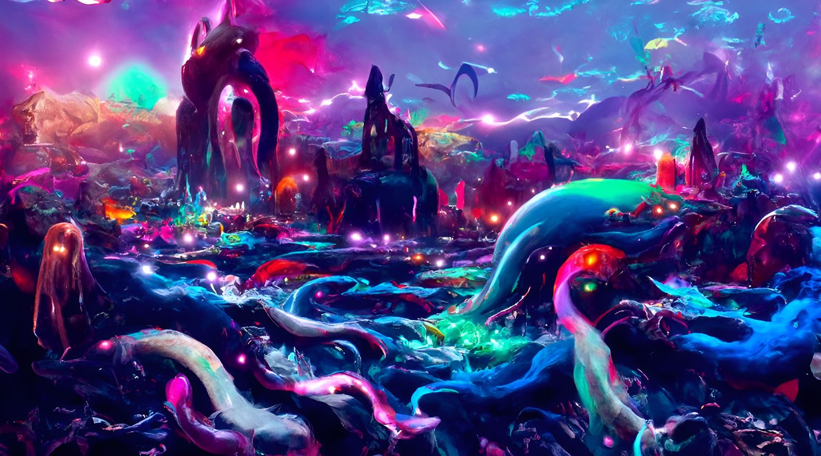 Underwater Leviathan in Sunken City Ruins