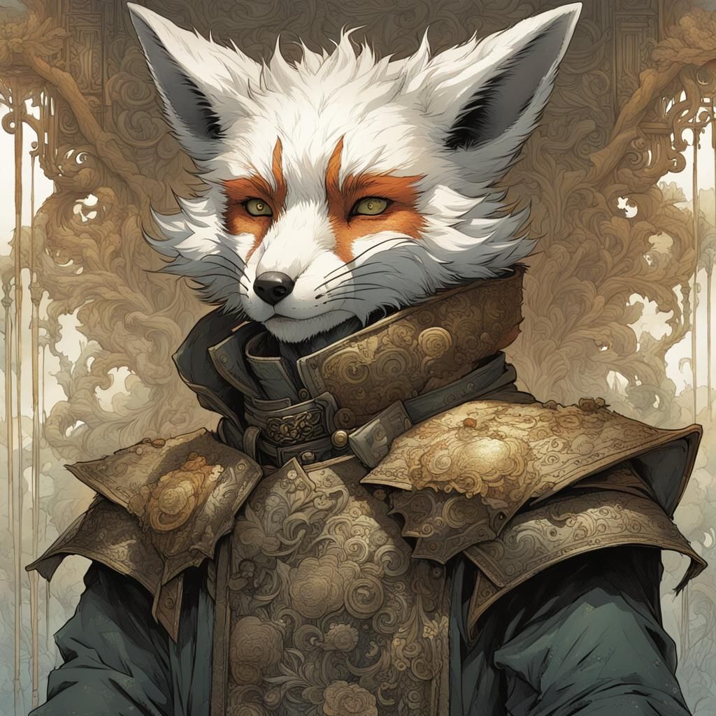 Fox-like Creature Portrait in Manhwa Style