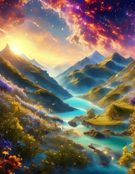 Fire-Breathing Figure in a Cosmic Dreamscape