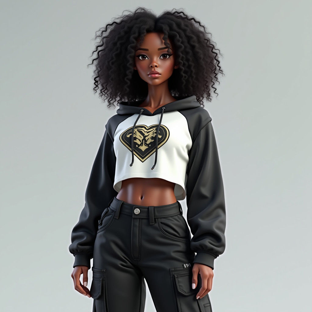 Stunning Woman with Curly Hair in 3D Anime Art