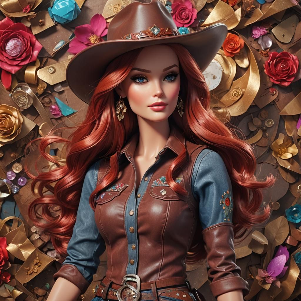 Hyperrealistic Portrait of Redhead in Cowboy Style