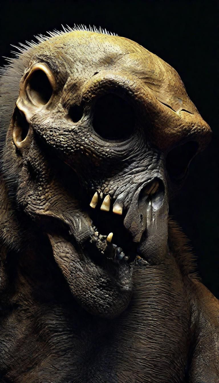 Dinosaur Era Monkey Skull in Hyperrealistic Detail