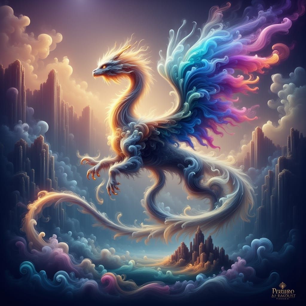 Majestic Dragon Aetherion with Sapphire and Gold Scales