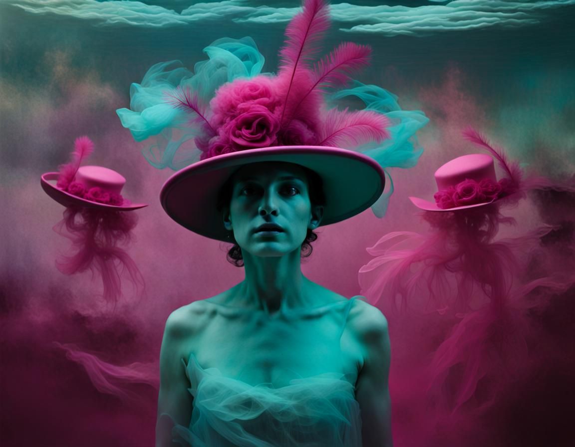 Magenta Riverboat Dance in Double Exposure Style