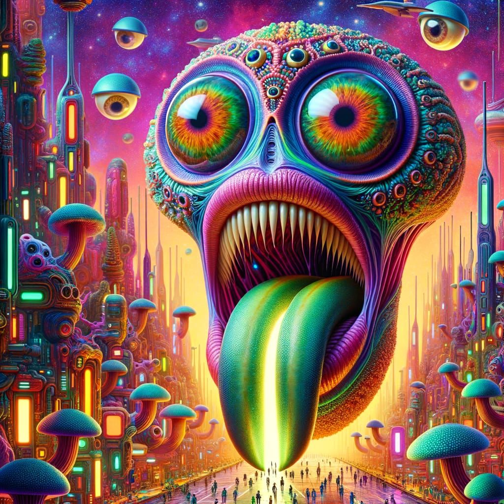 Psychedelic Alien Head with Eyeball Road
