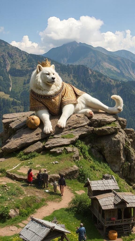 Majestic Giant Persian Cat on Mountain Top