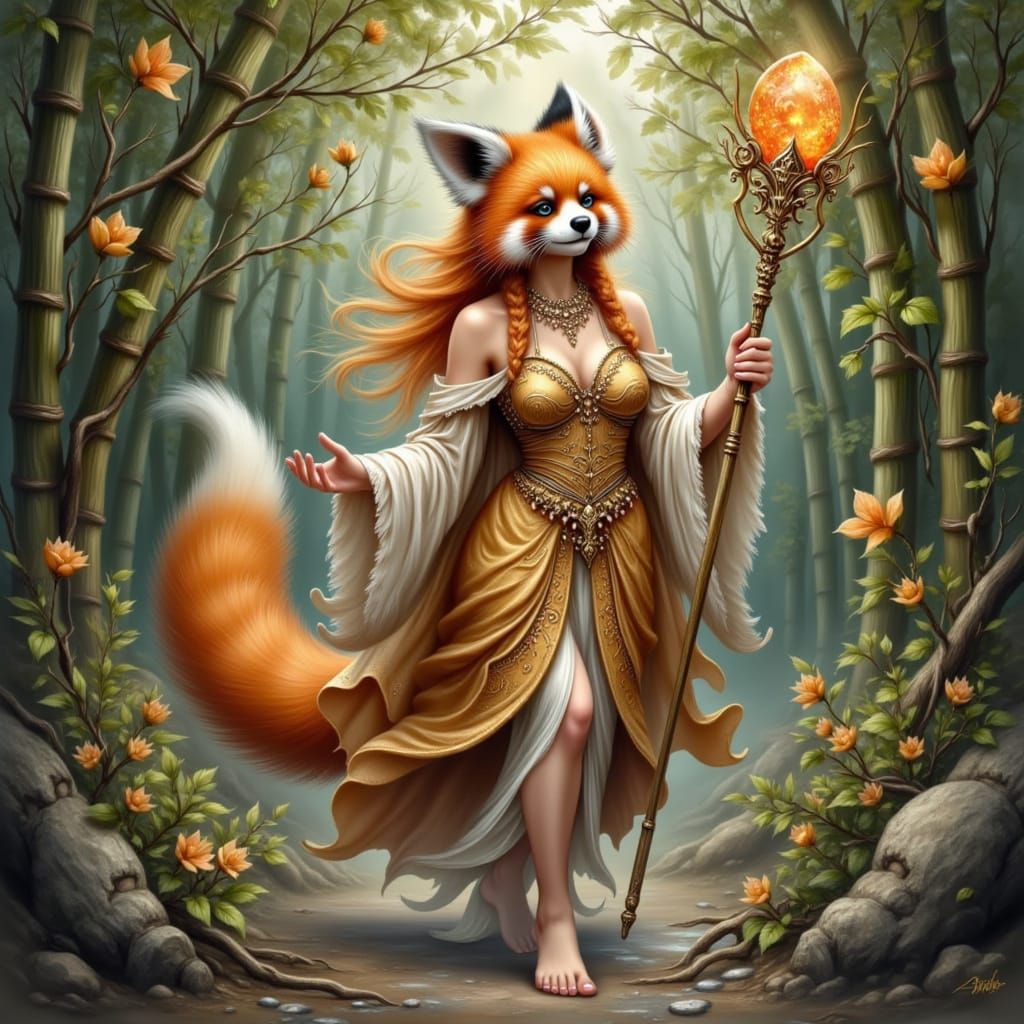 Red Panda Druid in Sunstone Headdress