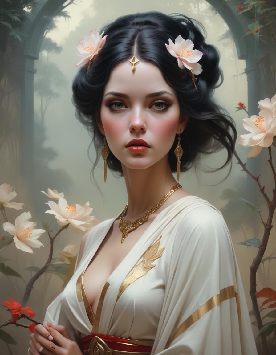 Immortal Woman Portrait in Realistic Painting Style