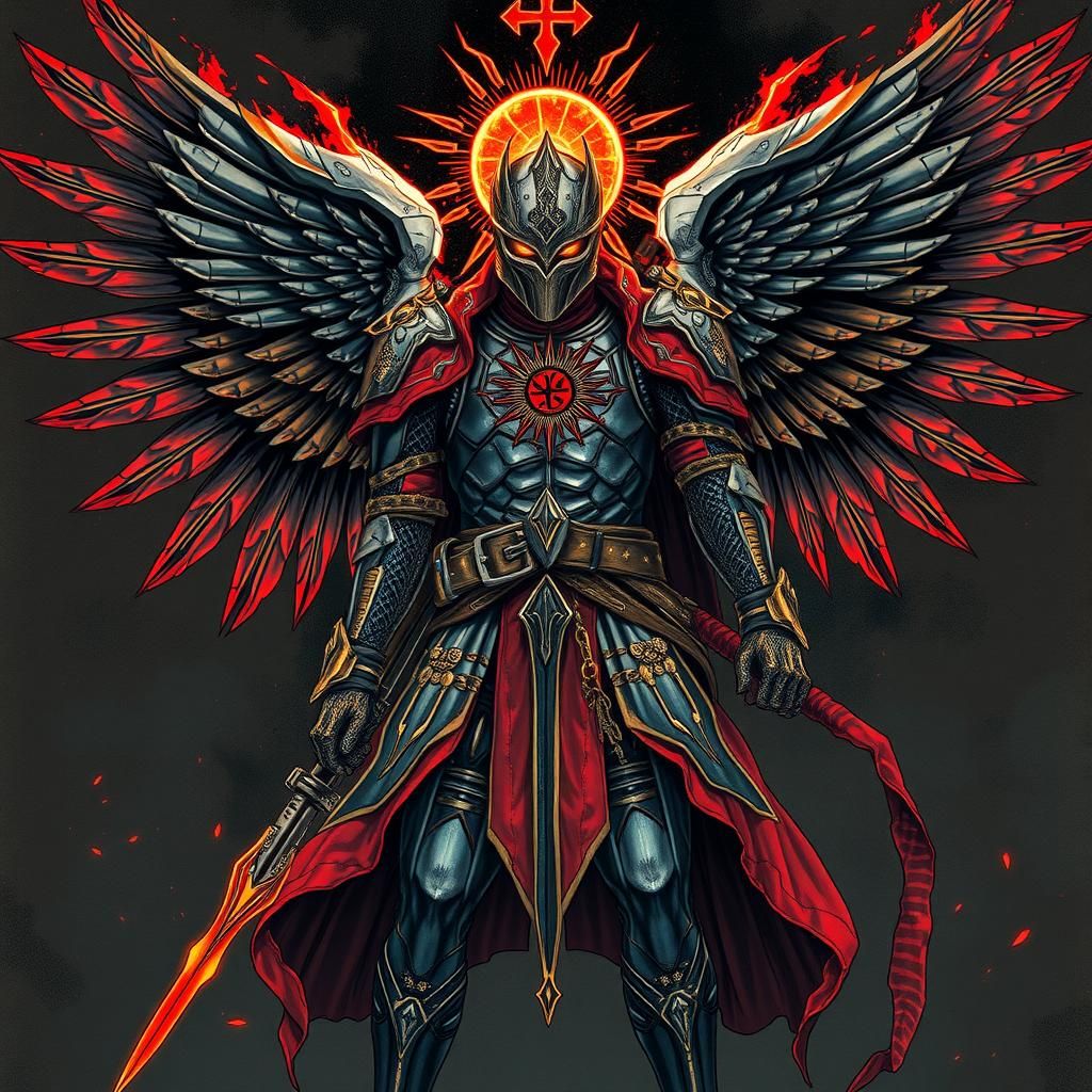 Red Knight, Archangel of Unity in Cyberpunk Style