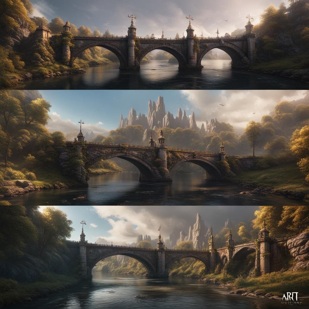 Fantastical Bridge Concept Art in Deep Color
