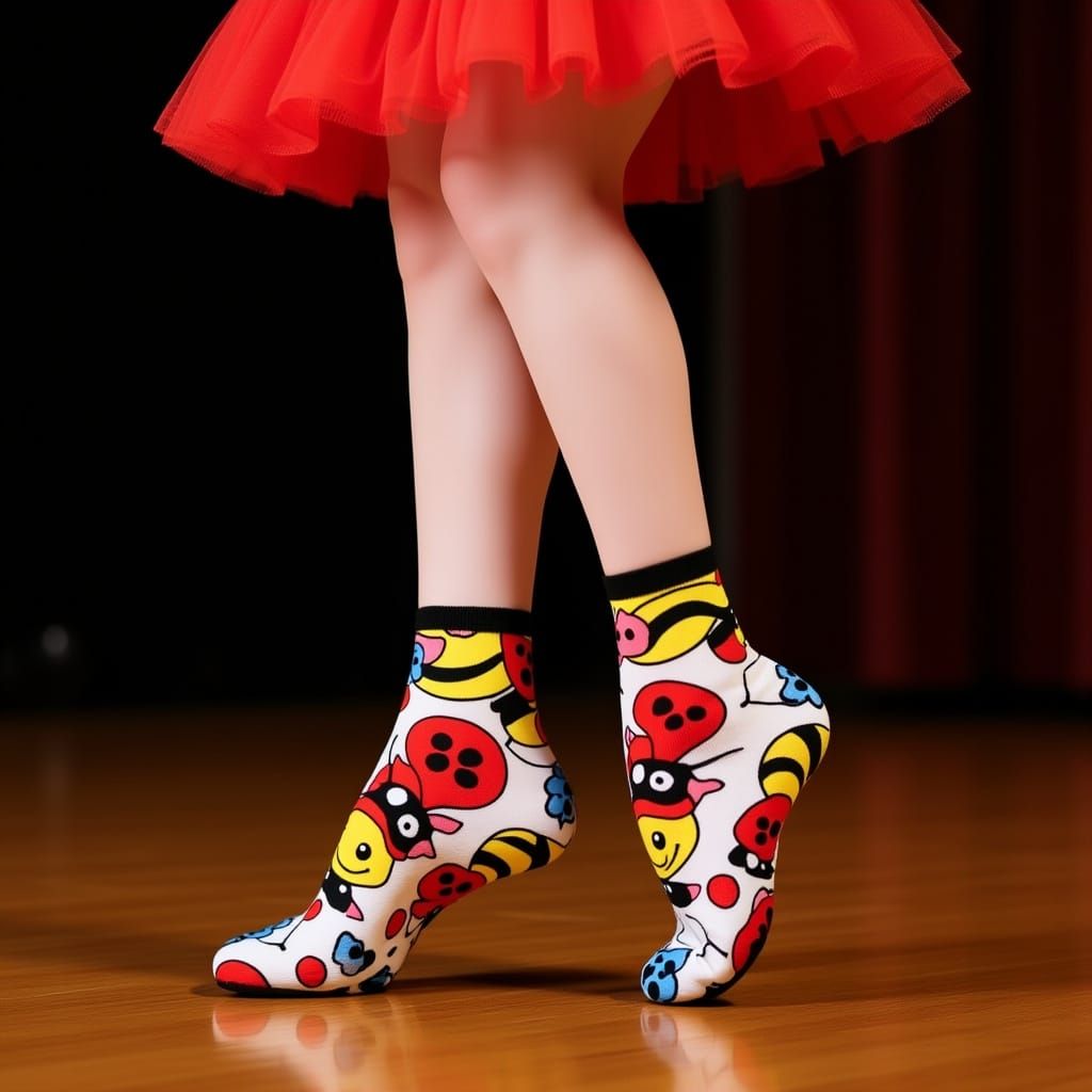 Fun image of feet wearing socks.