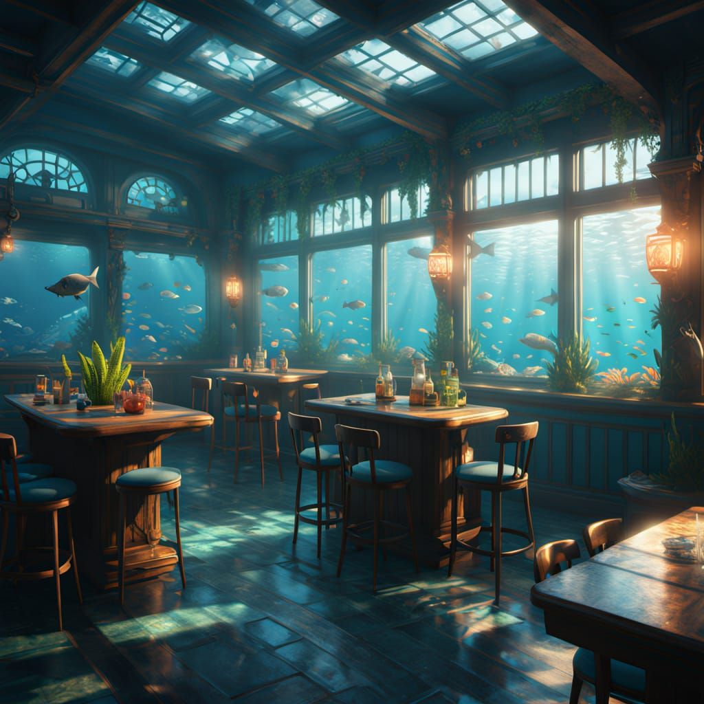 Surreal 50s Styled Mermaid Bar in Neon Glory