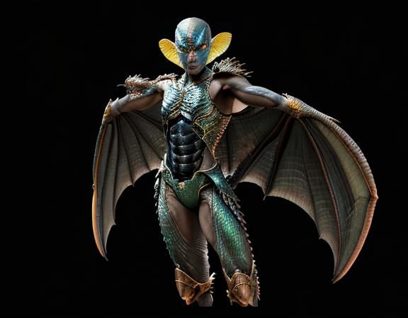 Hyperrealistic Dragon Pteranodon with Iridescent Scales