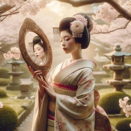 Geisha's Enigmatic Reflection