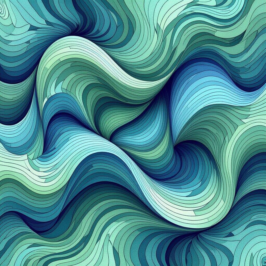 Abstract Water Fractal Drawing in Zentangle Style