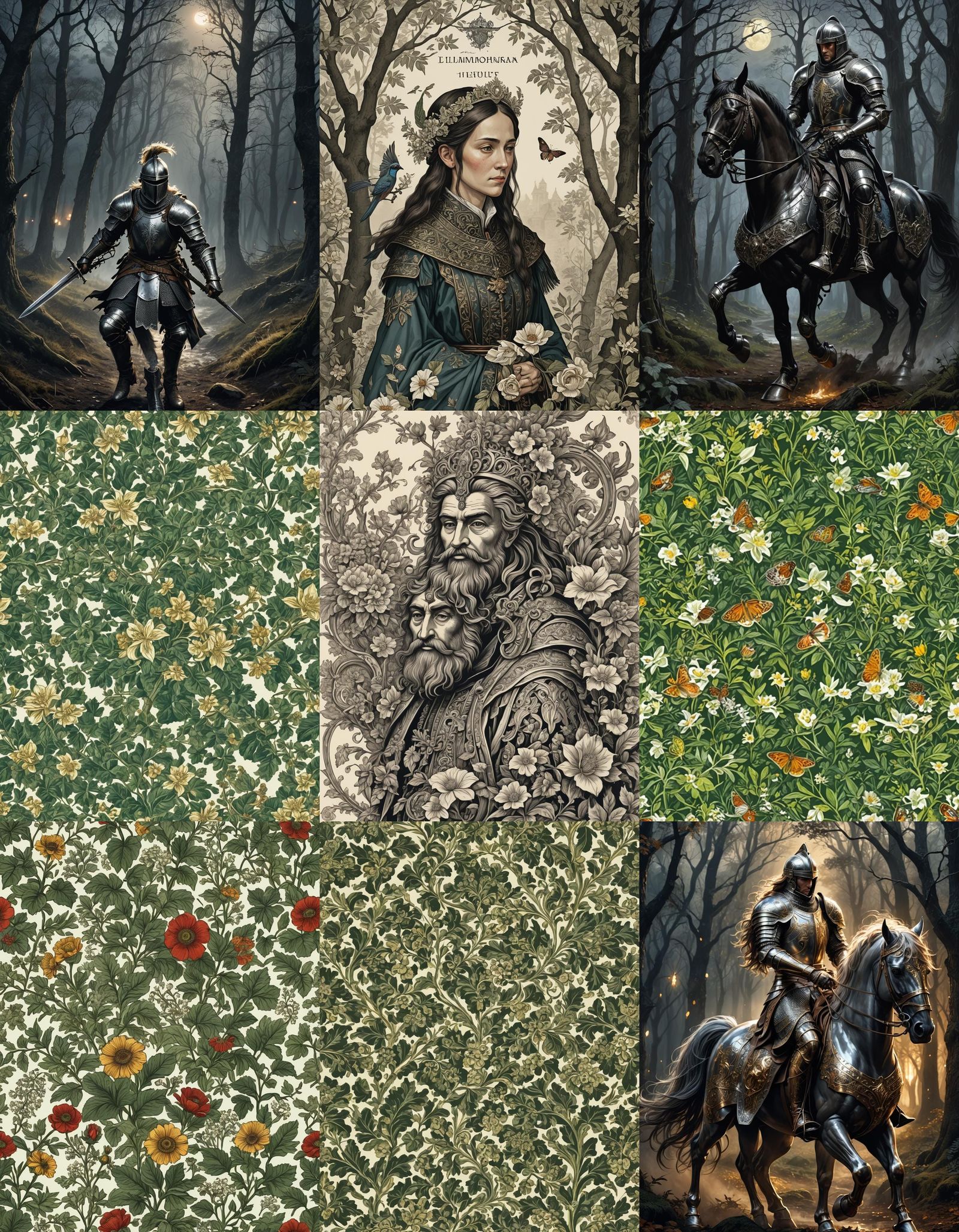 Knight on Horseback in Moonlit Forest