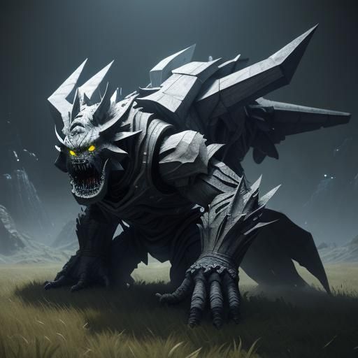 Epic 3D Origami Monster in Cinematic Style