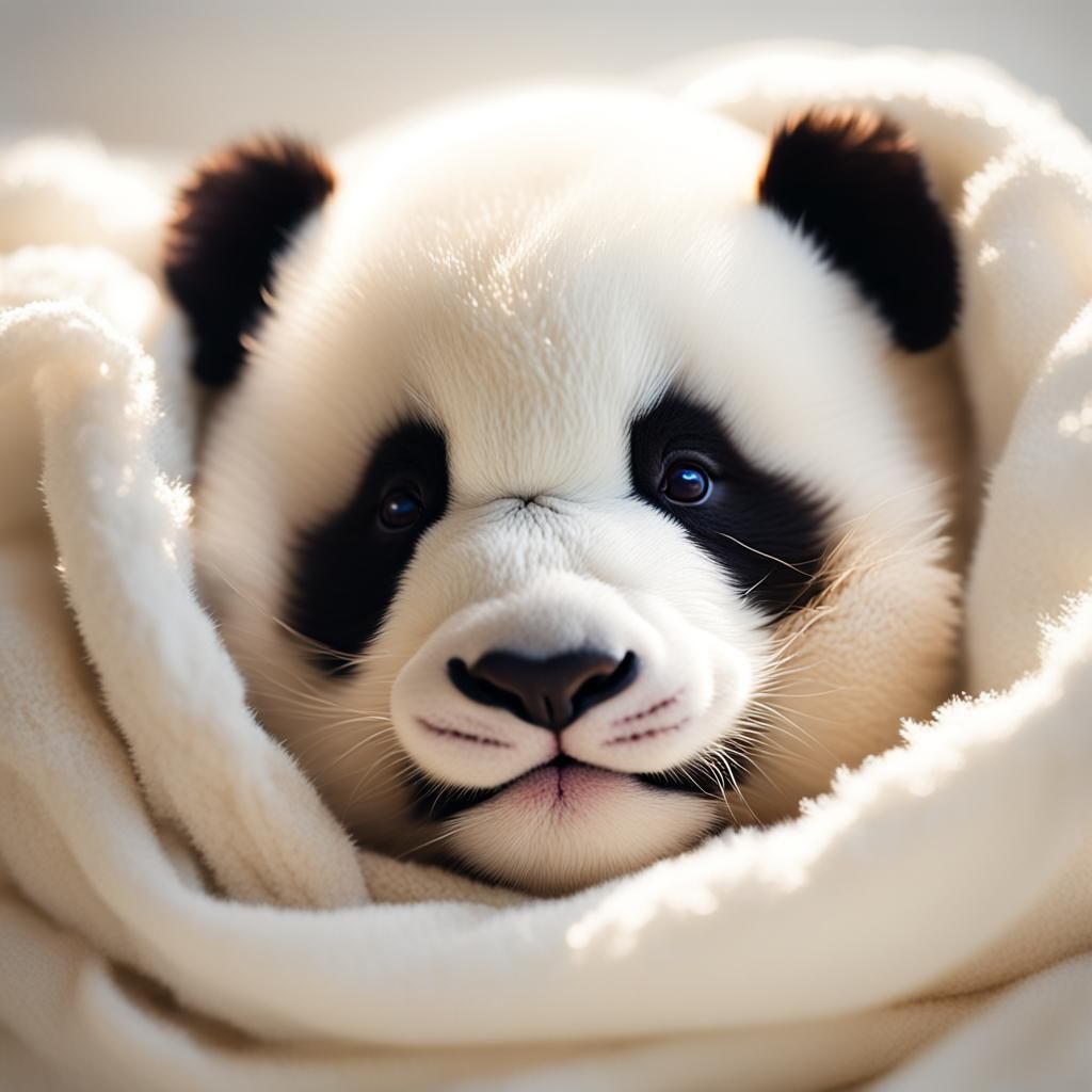Adorable Newborn Panda Sleeping Peacefully in Soft Light