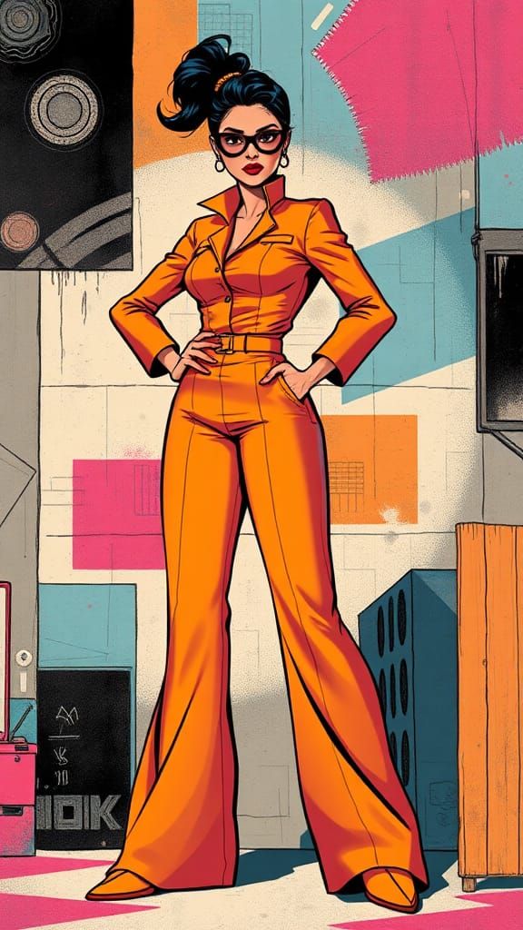 Vibrant Woman in Comic Art Style