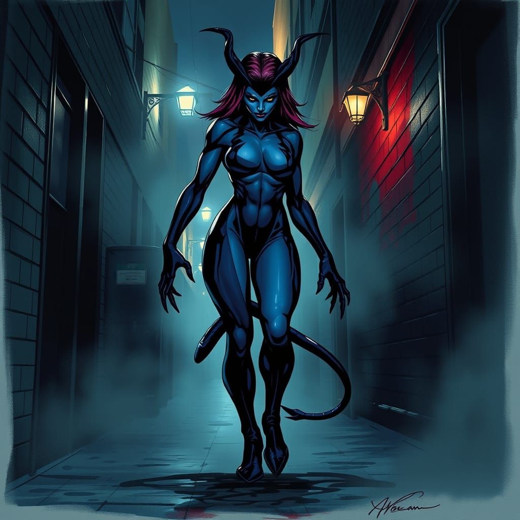 Mystique in a Dark, Gritty Alleyway