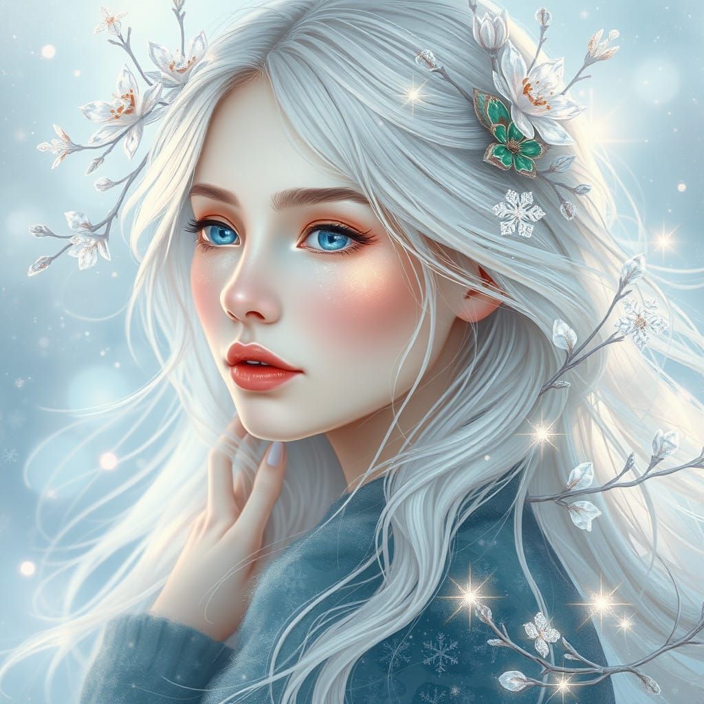 Ethereal Goddess in Winter Wonderland