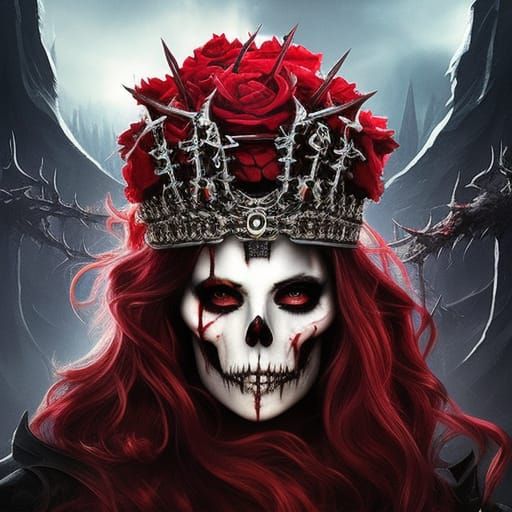 Bloody Skull Queen with Crown of Thorns