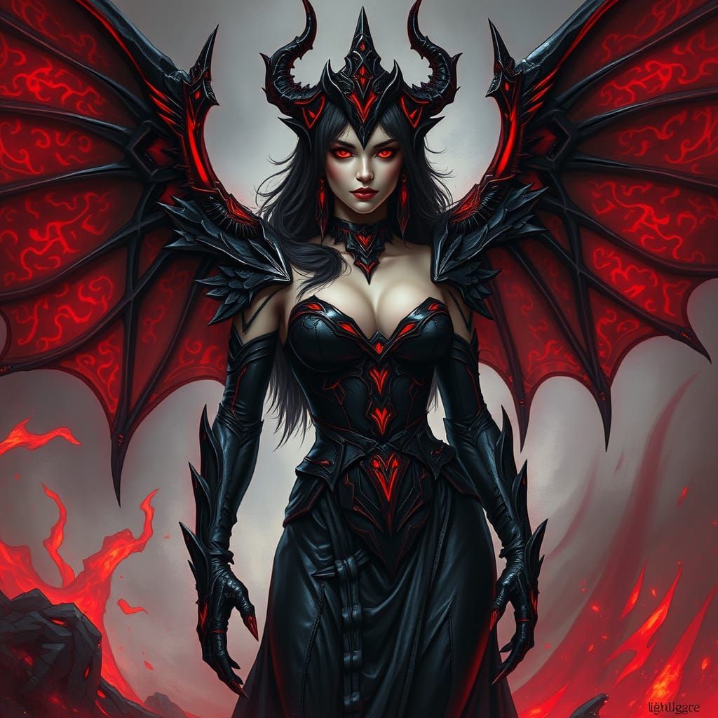 A dramatic, dark fantasy illustration depicts "The Abyssal Empress," a powerful figure radiating both ethereal beauty an...