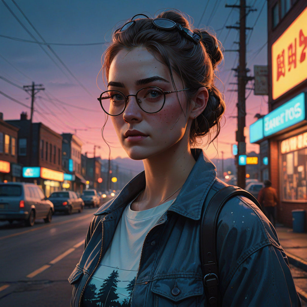 Hyperrealistic British College Girl in Vibrant Colors Splash...