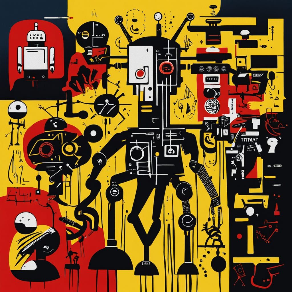 Chaotic Neo-Expressionism: Abstract Figures in Basquiat Styl...