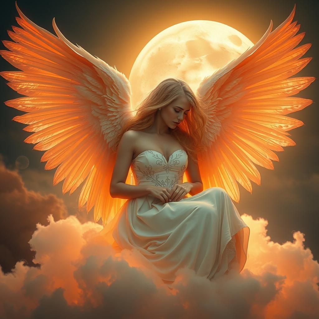 Ethereal Angel with Golden Hair and Wings