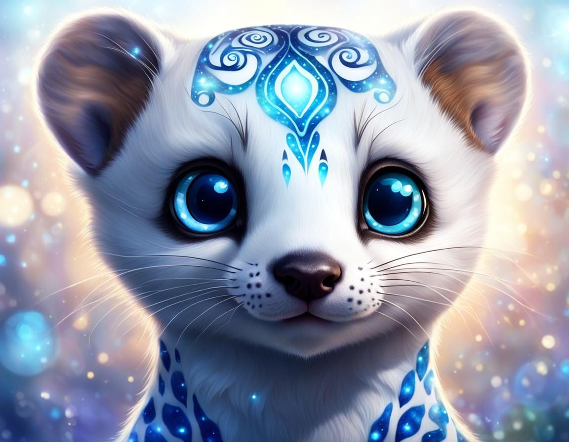 Magical Stoat with Glowing Patterns in Fantasy Style