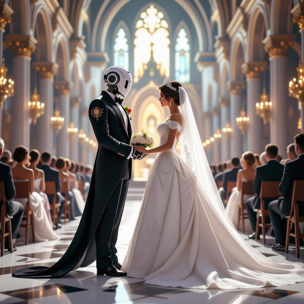 Robot Marries Princess in Ornate Cathedral