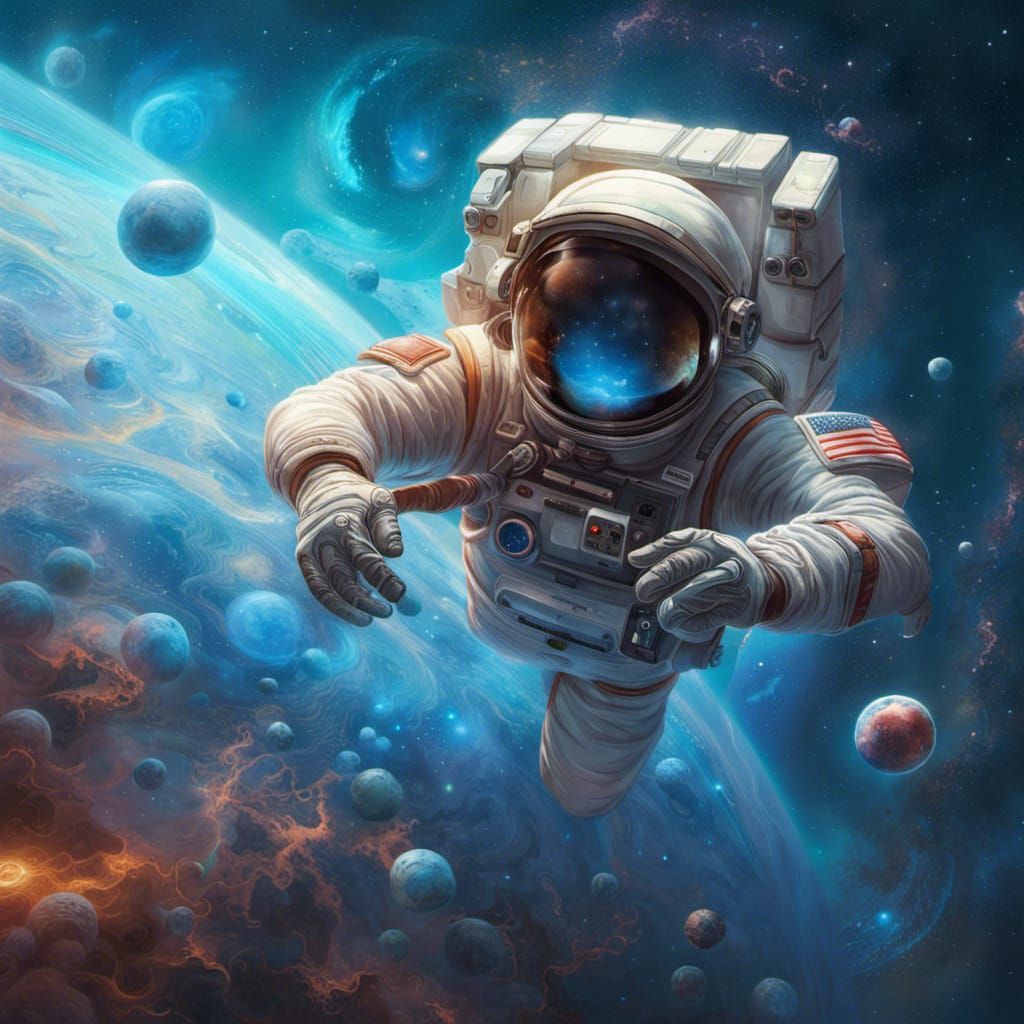 Astronaut in Space with Nebula Background