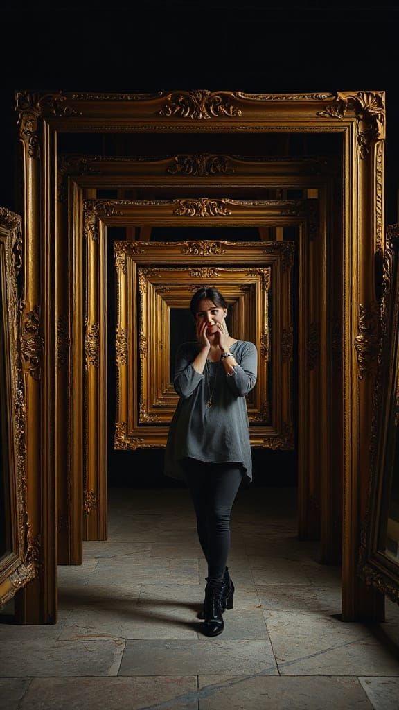 Golden Infinite Self Portrait in M.C. Escher Style