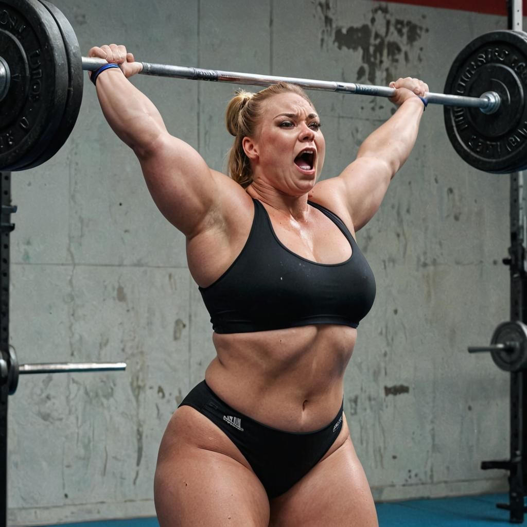 Plus Size Russian Weightlifter in Hyper-Realistic Digital Ar...