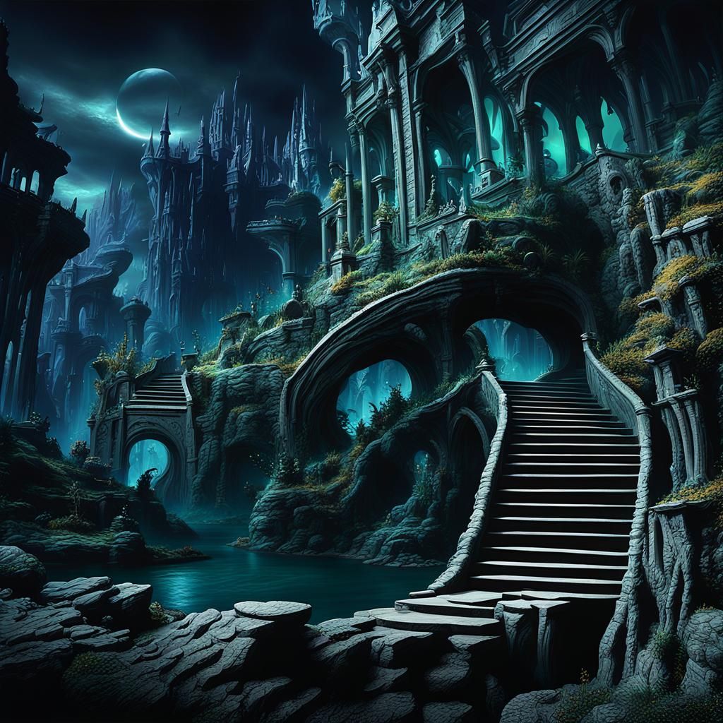 Mysterious Deep Sea Underworld: Fantasy Concept Art