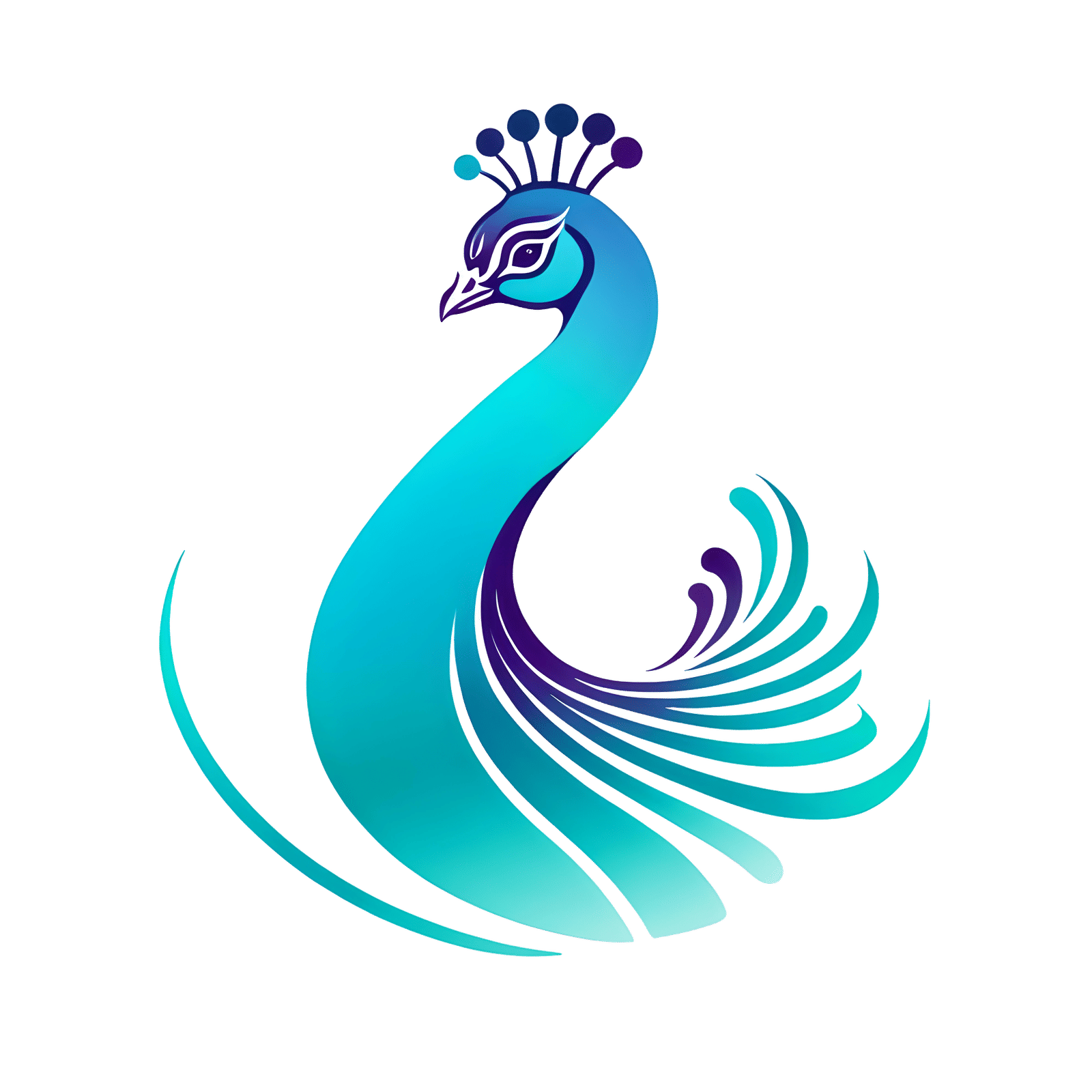 Minimalist Peacock Logo Icon in Turquoise and Purple