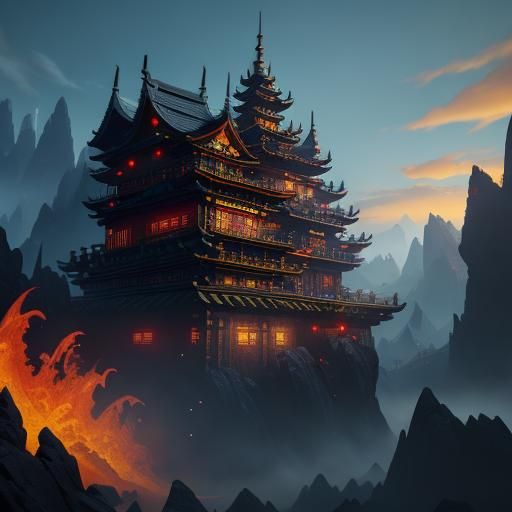 Detailed Matte Painting of Ninjago in 8K