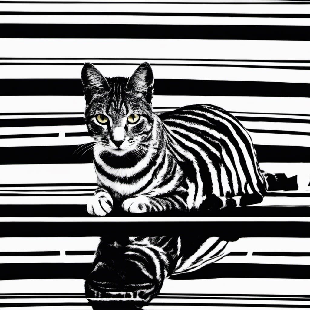 Black and White Striped Cat Image