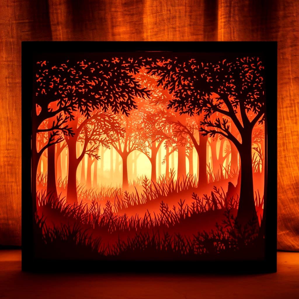 Shadow Box Paper Art: Serene Forest Scene