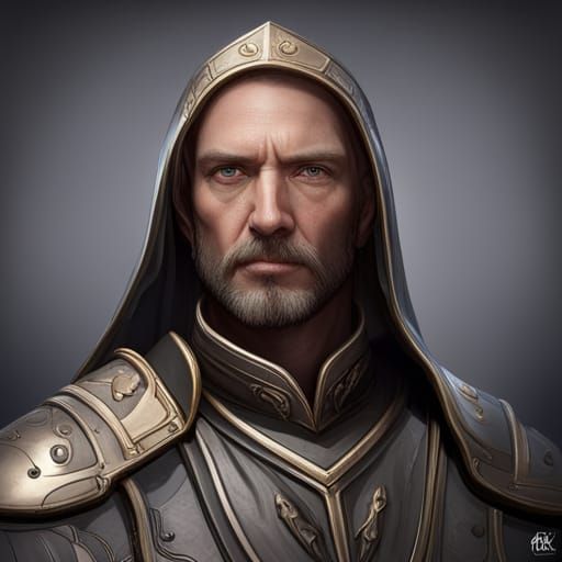 Knight Templar Portrait in Hyperdetailed Style